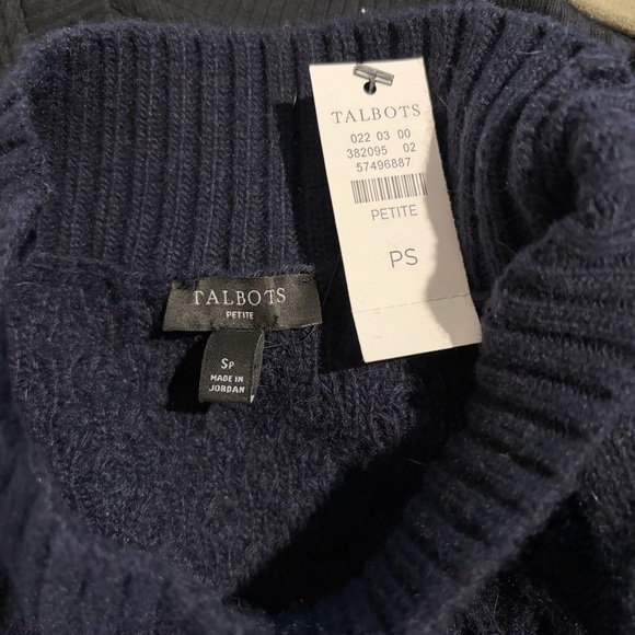Talbots Navy Blue Cable Knit Button Cuff Sweater - Picture 6 of 6